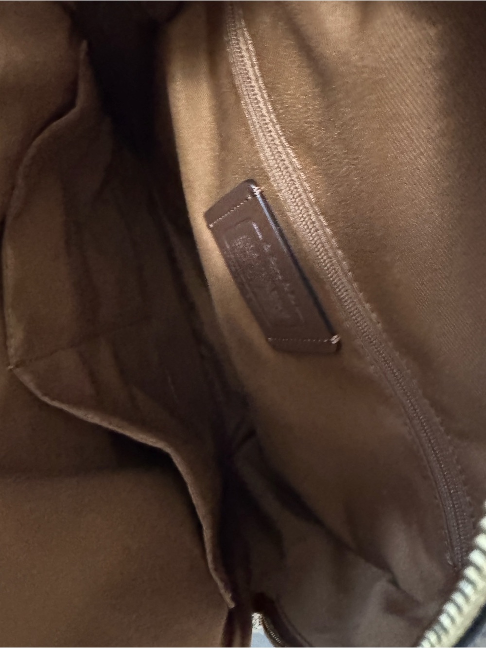 Coach Brown Signature Canvas Backpack with White Leather Pocket - Picture 8 of 10